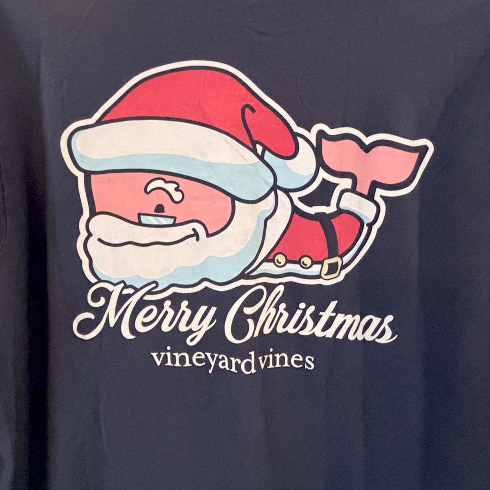 Vineyard Vines Merry Christmas Long Sleeve Whale Tee